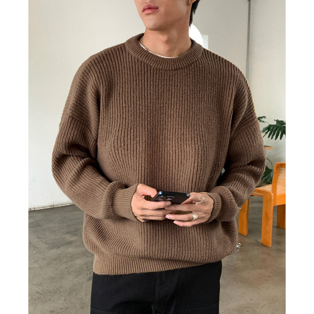 Men's Chunky Knit Crewneck Sweater