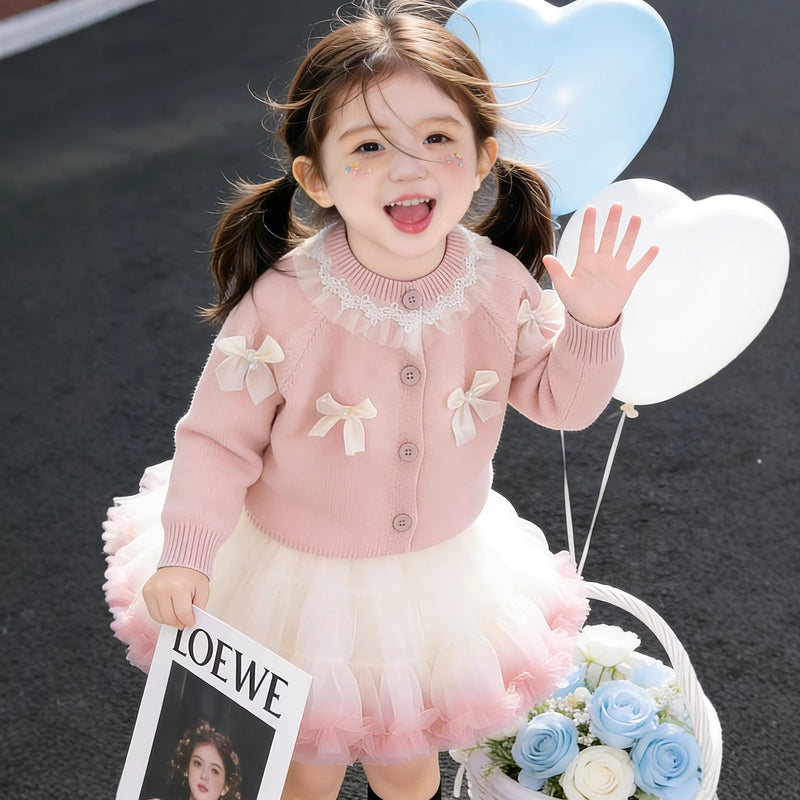 Girls' Bow Knit Sweater