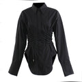Slimming Stylish Drawstring Shirt Jacket That Accentuates The Waist