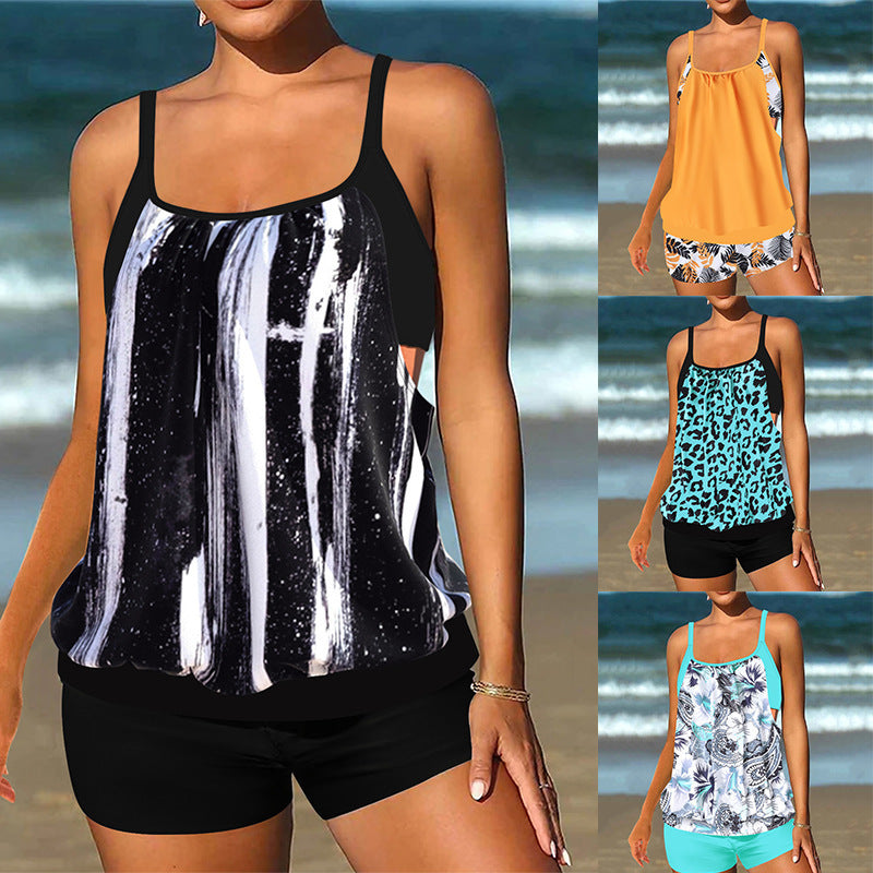 Printed Two-Piece Swimsuit Womens Beach Swimwear Set
