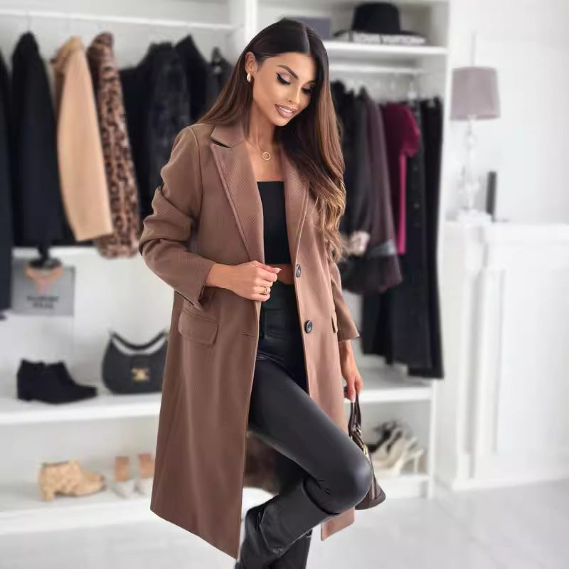 Long Single-Breasted Wool Coat