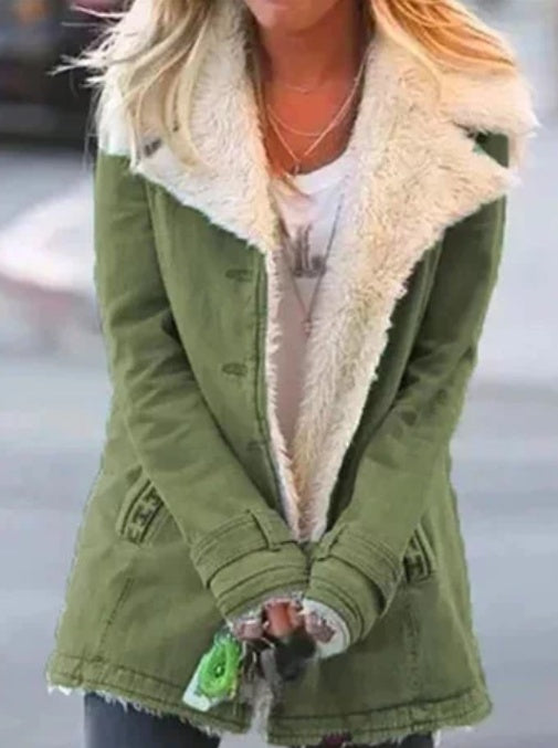 Plus Size Plush Lapel Coat