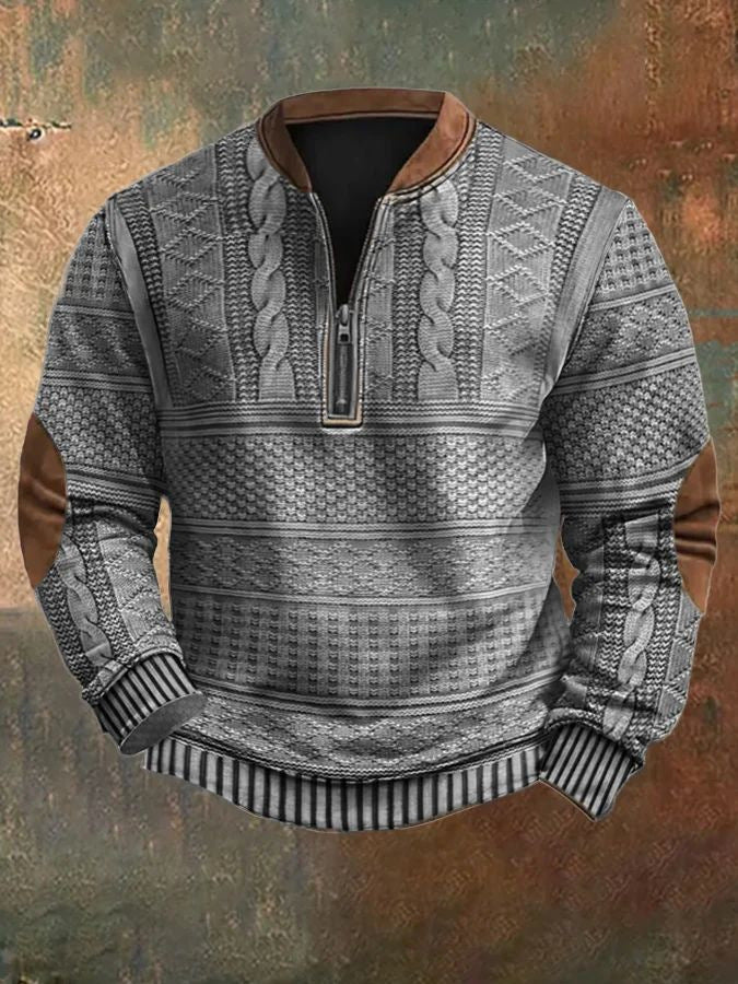 Men's Printed Half-Zip Sweater