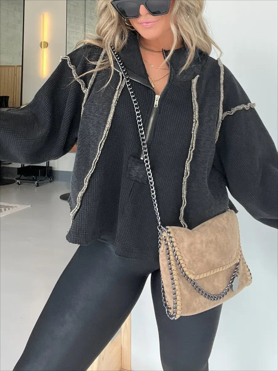 Cropped Frayed Sweater
