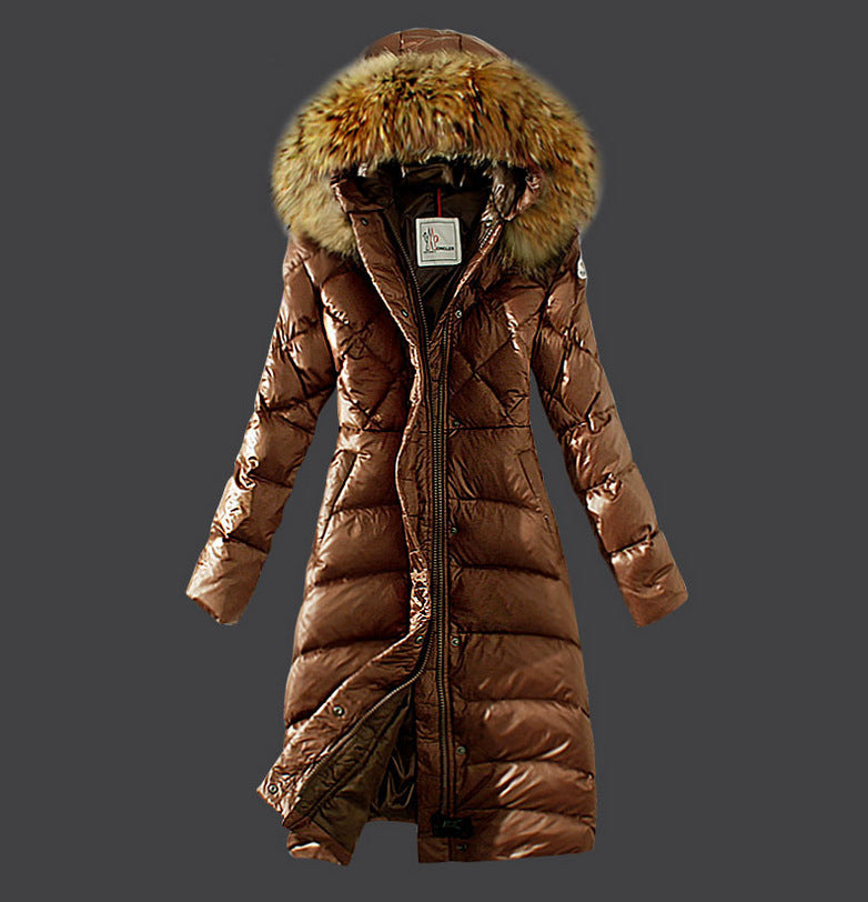 Plus Size Raccoon Fur Collar Down Coat