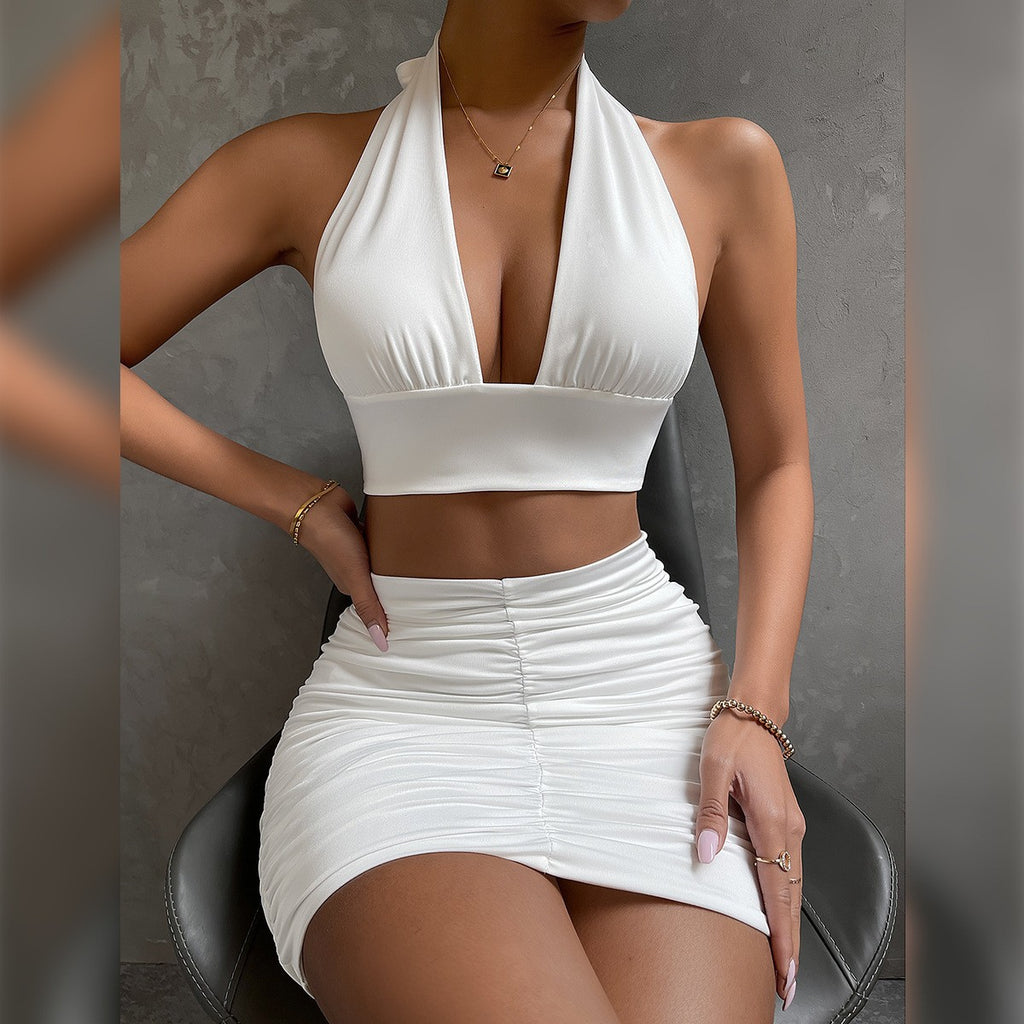 Halter Top & Pleated Skirt Set