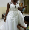 African Mermaid Detachable Lace Wedding Dress — product image 1