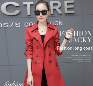 Plus Size Slim Mid-Length Trench Coat