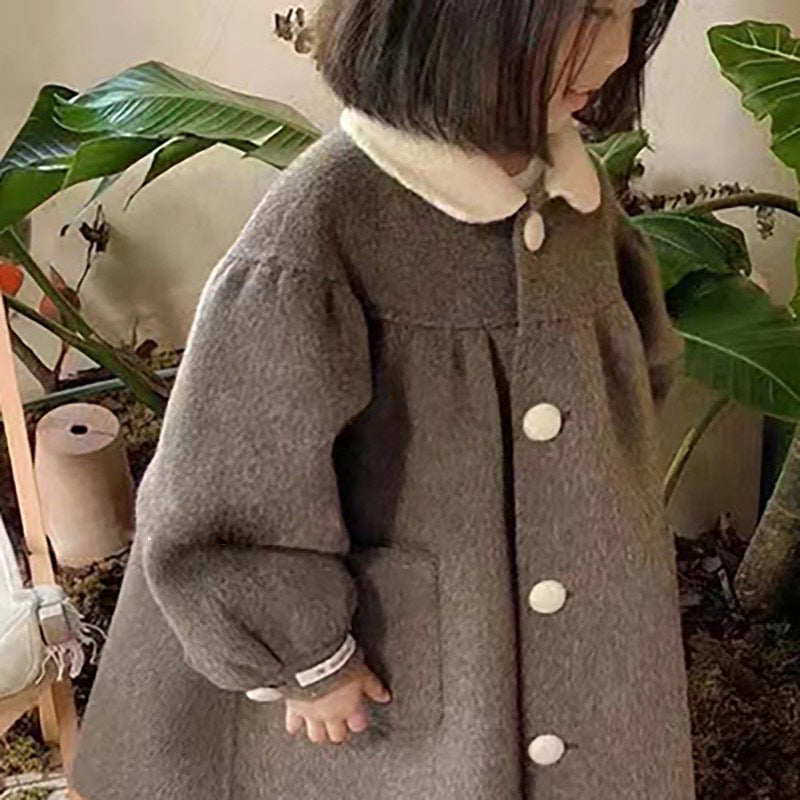 Girls' Doll Collar Wool Coat