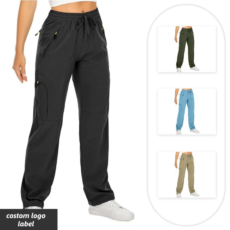 Loose-fitting Straight-leg Workout Pants With Drawstring Cuffs