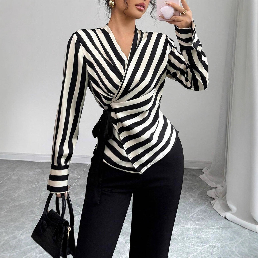 Womens Casual Striped Long-sleeve Shirt