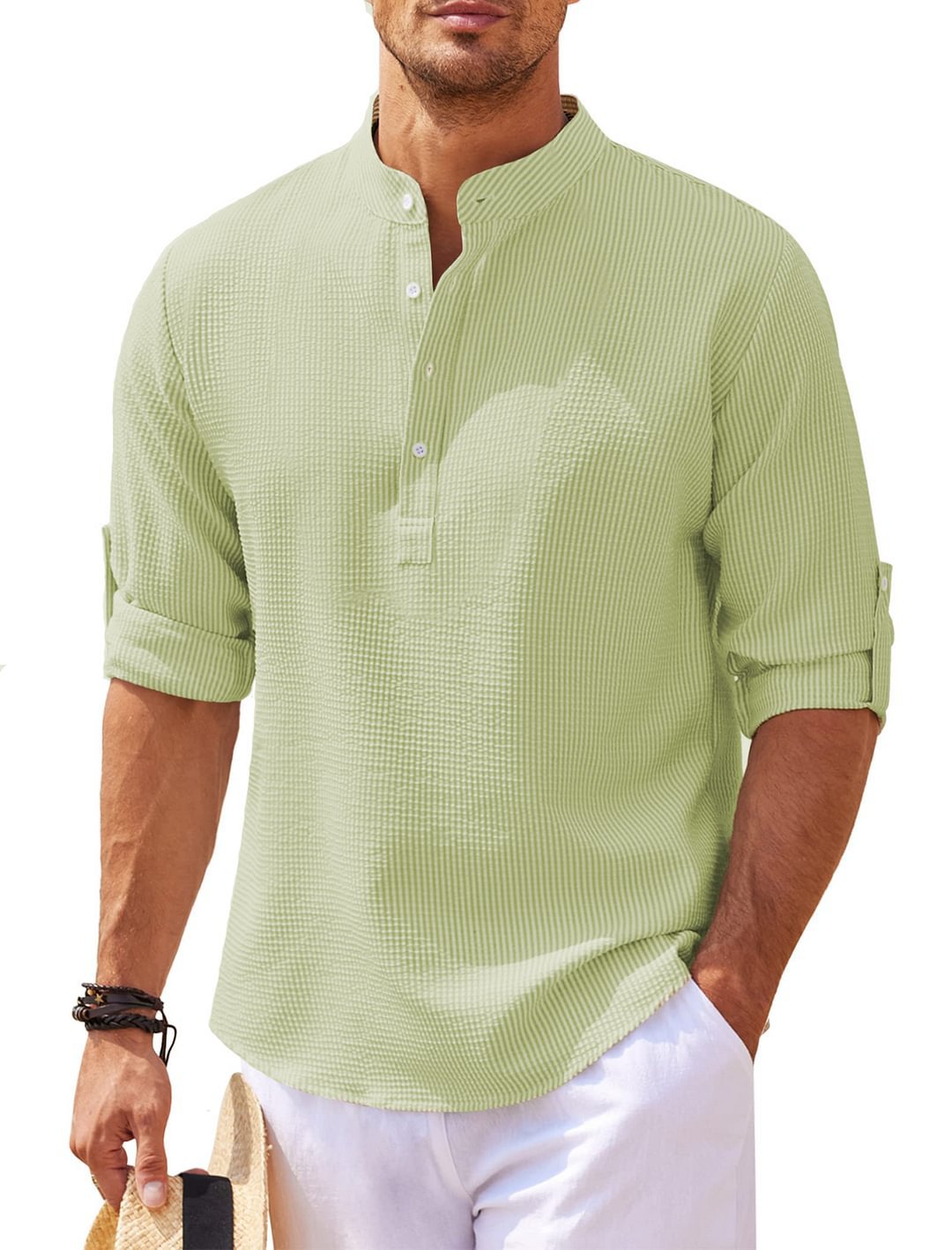 Men's Stand Collar Long Sleeve Shirt