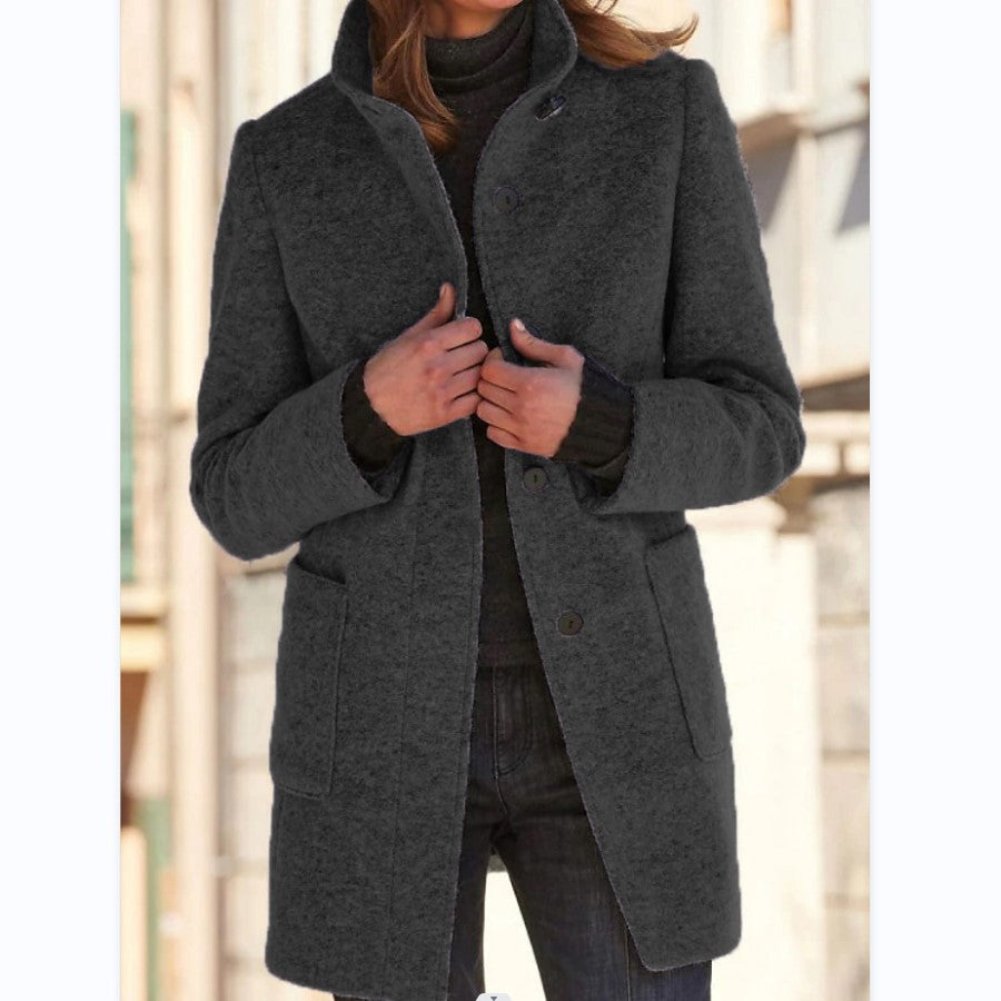 Stand Collar Woolen Coat