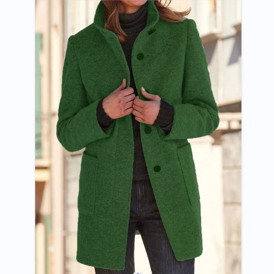 Stand Collar Woolen Coat