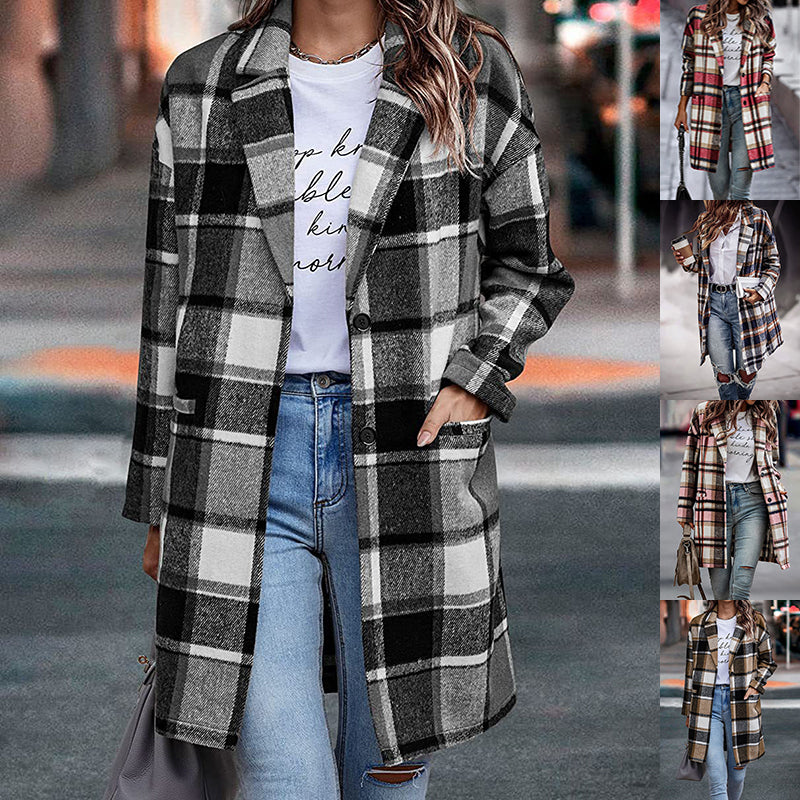 Long Plaid Wool Jacket
