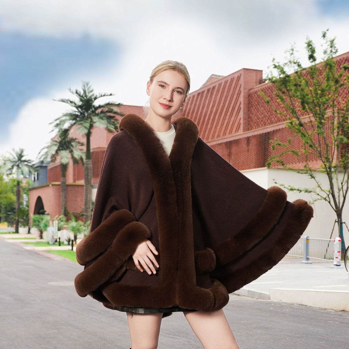 Plus Size Knit Cloak Coat