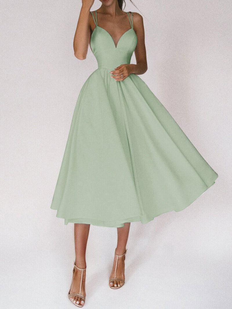 V-Neck A-Line Slip Maxi Dress