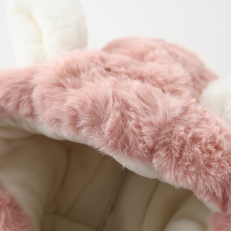 Girls' Bunny Hooded Plush Coat