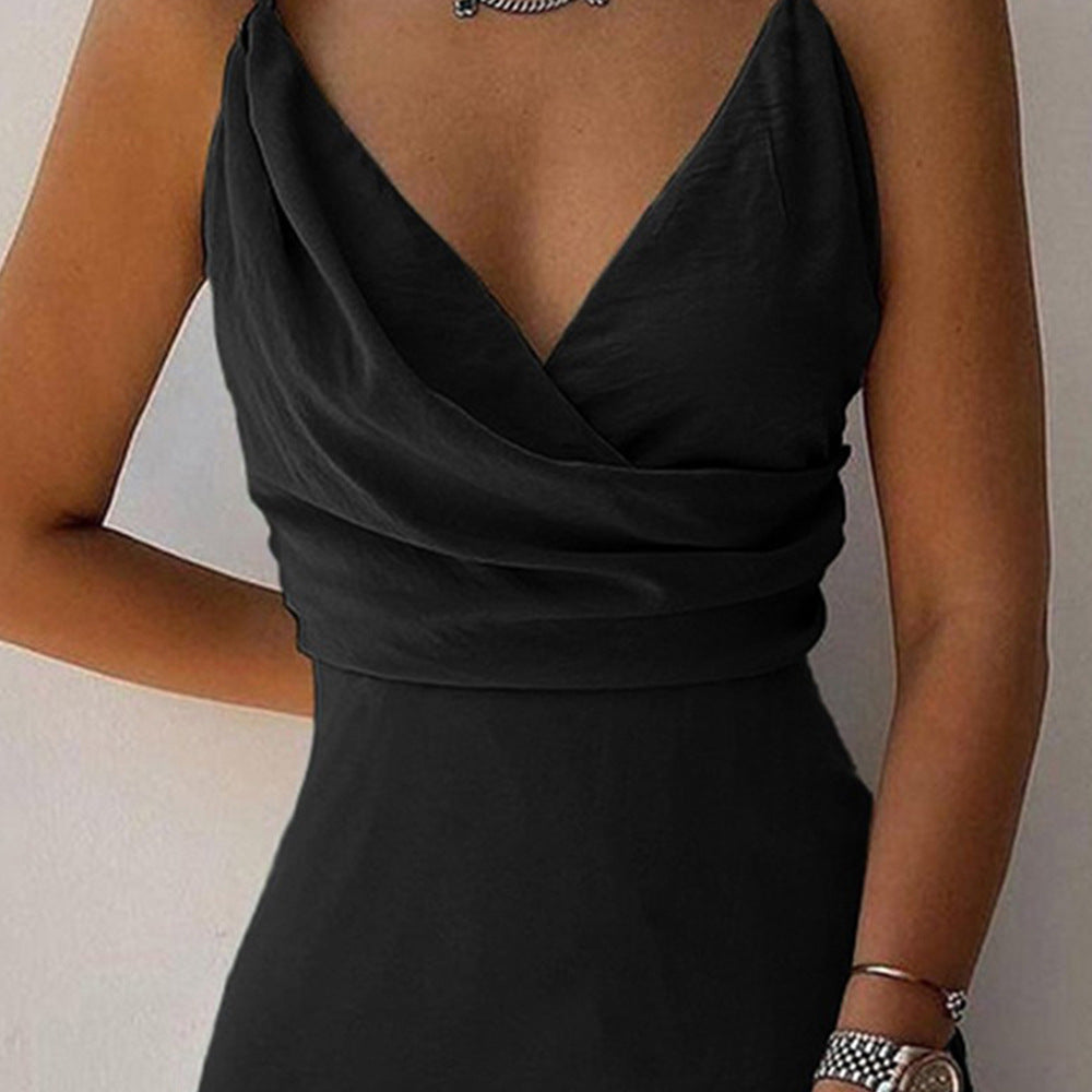 V-Neck Slit Slip Dress