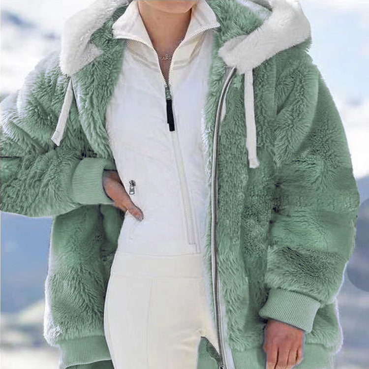 Plush Hooded Zip Jacket