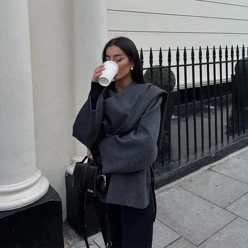 Knit Cardigan with Scarf