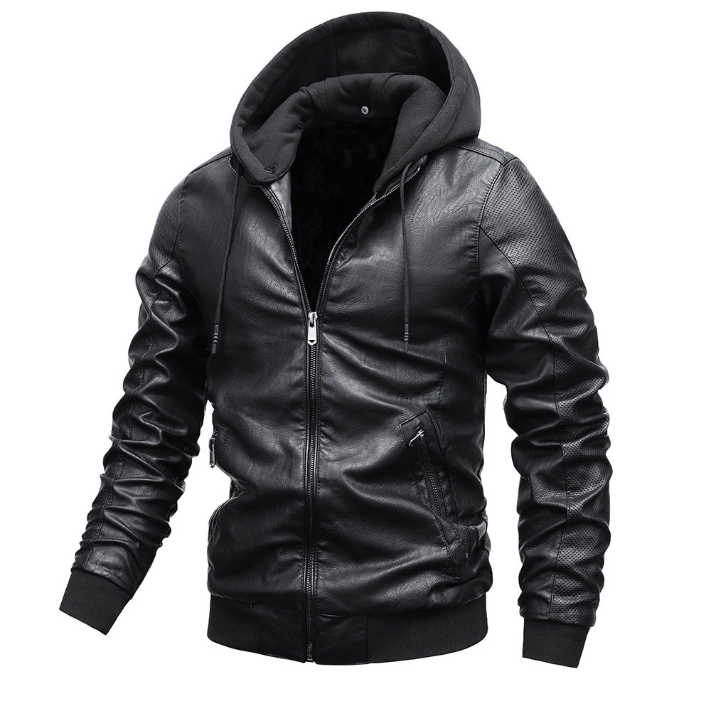 Men's Stand Collar Faux Leather Jacket
