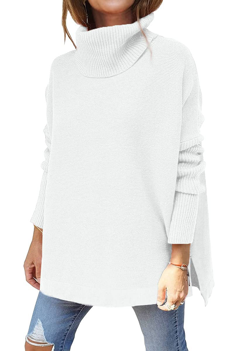 Batwing Turtleneck Tunic Sweater