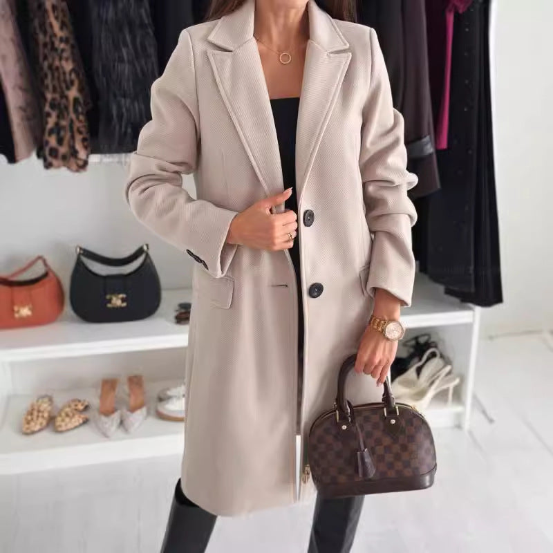 Long Single-Breasted Wool Coat