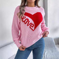 Heart Print Knit Sweater