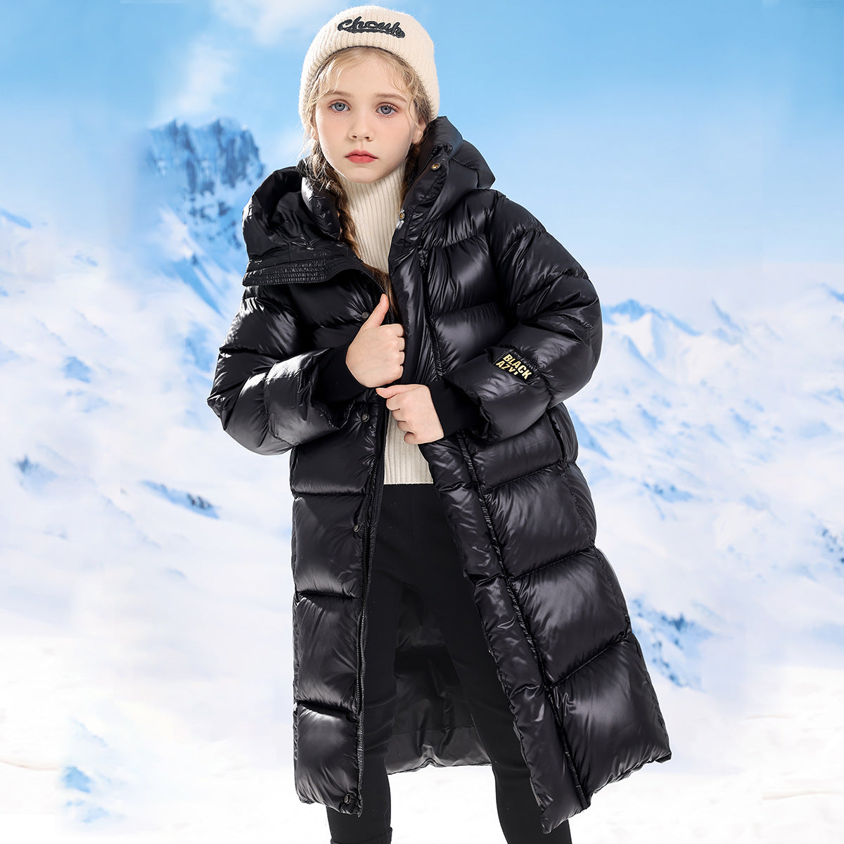 Girls' Long Hooded Puffer Coat