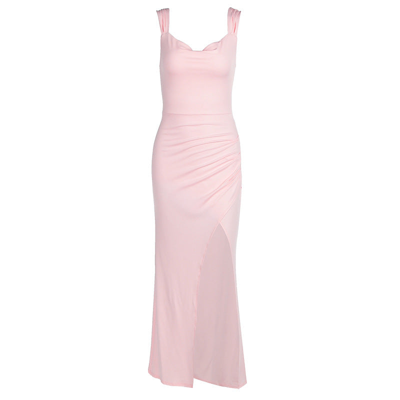Tie-Back Sleeveless Slit Dress