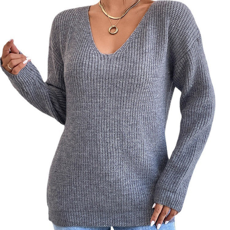Backless V-Neck Sweater