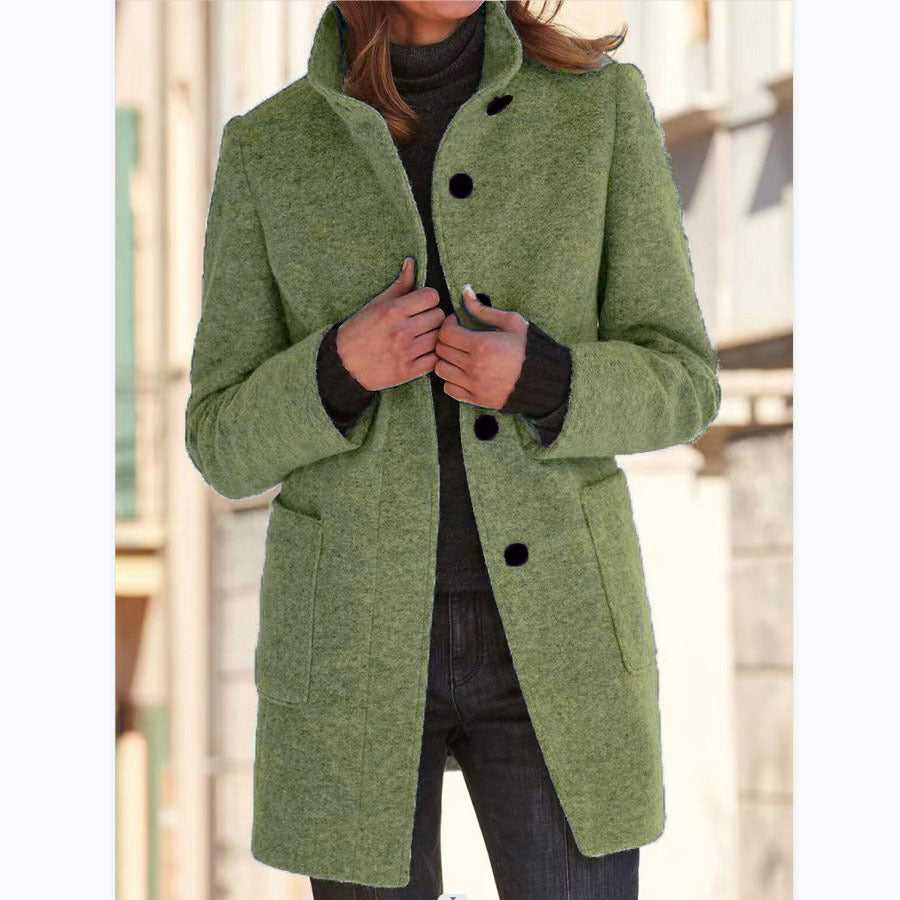 Stand Collar Woolen Coat