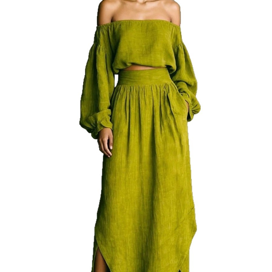 Casual Off-shoulder Top And An Asymmetrical Skirt Two Pieces