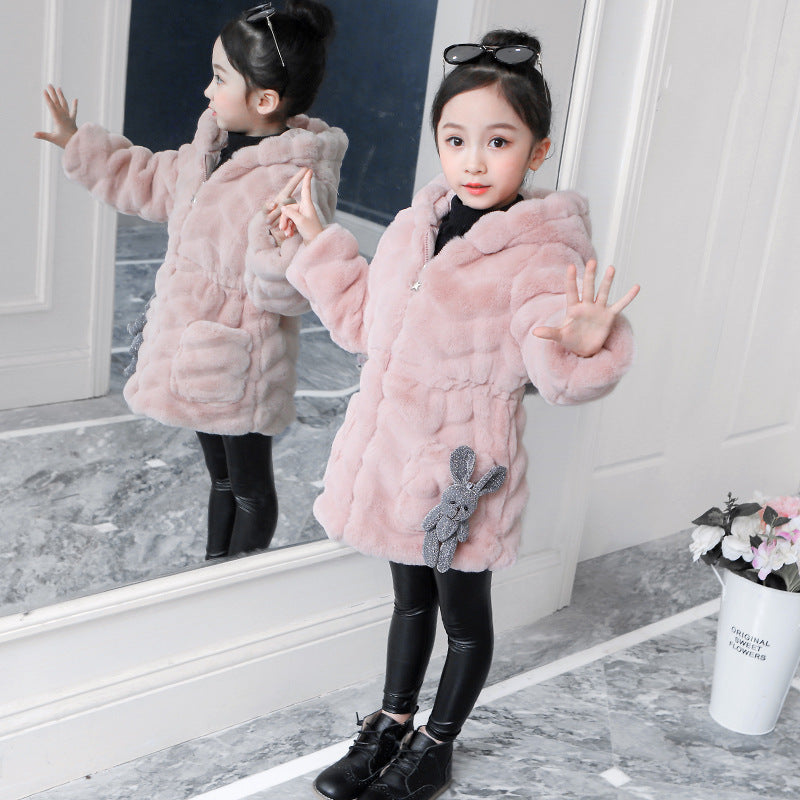 Girls' Faux Fur Hooded Coat