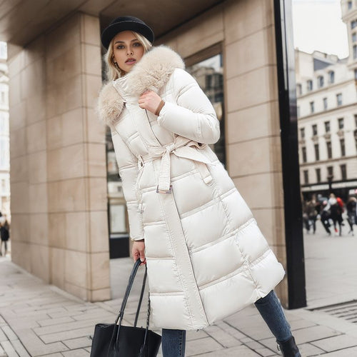 Belted Fur Hood Jacket
