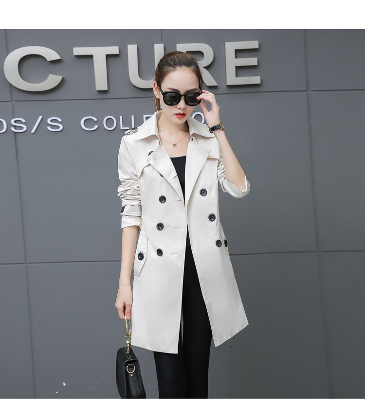 Plus Size Slim Mid-Length Trench Coat