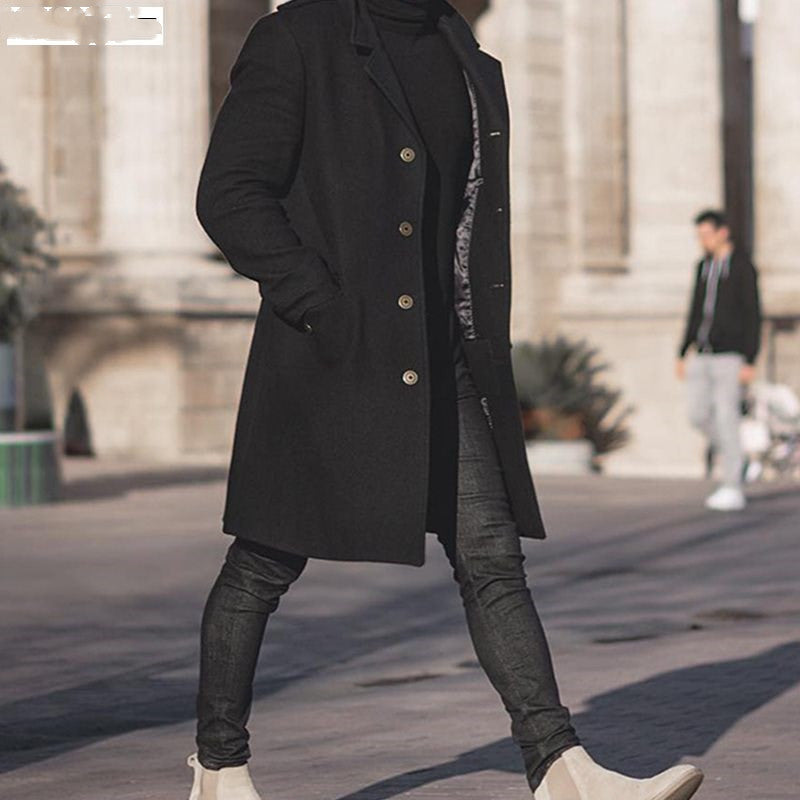 Men's Long Wool Overcoat