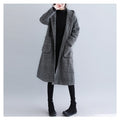 Plus Size Houndstooth Wool Coat