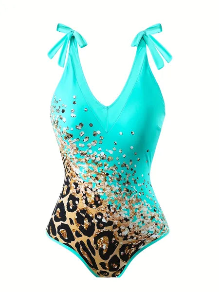 New European And American Style One-Piece Fashionable Sexy Swimsuit For Women, Slimming Retro Print, Popular Swimwear Set