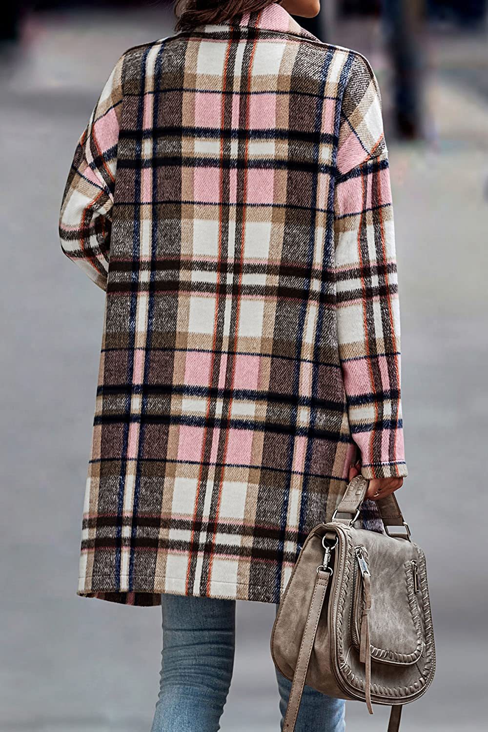 Long Plaid Wool Jacket
