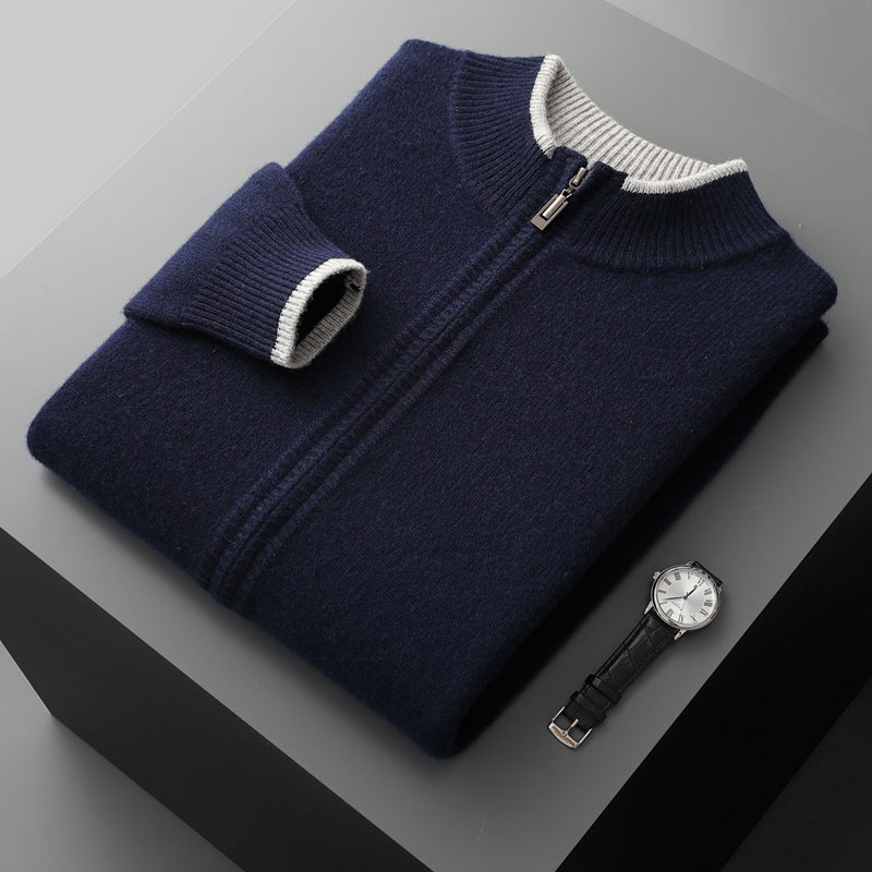 Men's Contrast Zip Cardigan