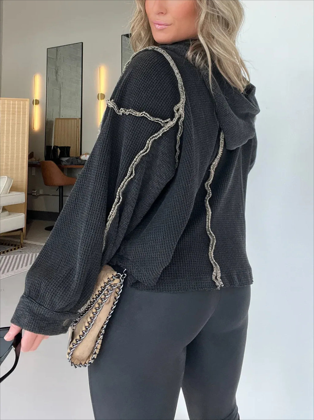 Cropped Frayed Sweater