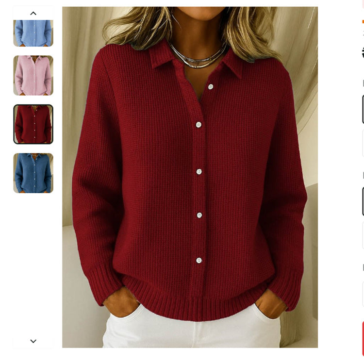Button Lapel Sweater