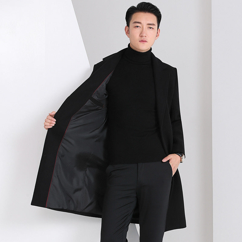 Men's Slim Mid-Length Wool Coat