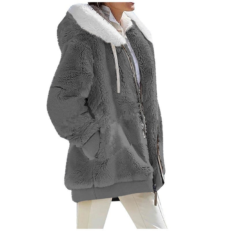 Plush Hooded Zip Jacket