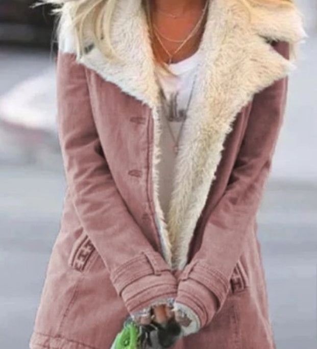 Plus Size Plush Lapel Coat