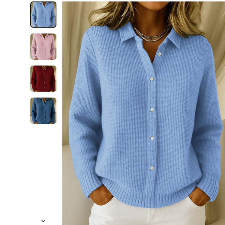 Button Lapel Sweater