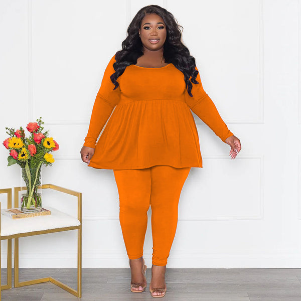 Plus Size Long-Sleeve Two-Piece Set