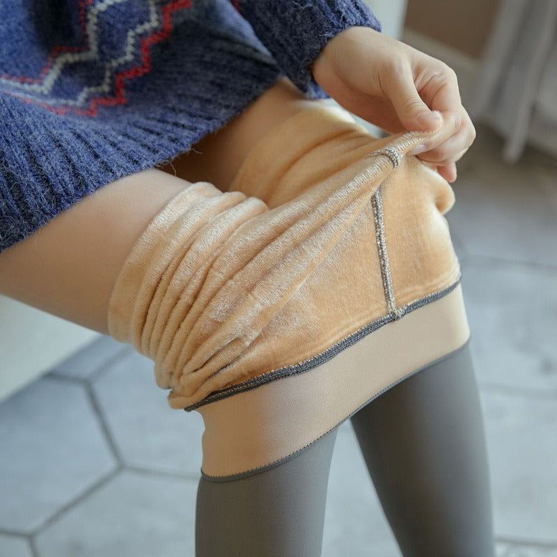 Fleece-Lined Sheer-Effect Winter Tights